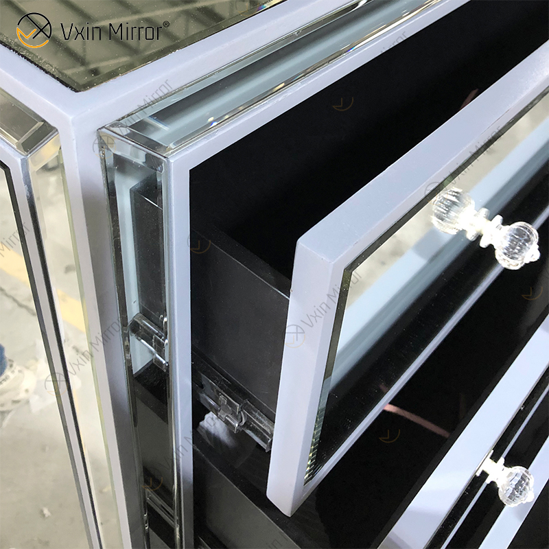 Vxin Mirror WXR-006 Silver Home Decor Mirored Cupboard Cabinet With 5 Drawers
