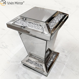 Vxin Mirror WXF-725 Modern Rectangle Diamond Mirrored Side Table 3d Mirror End Table for Living Room