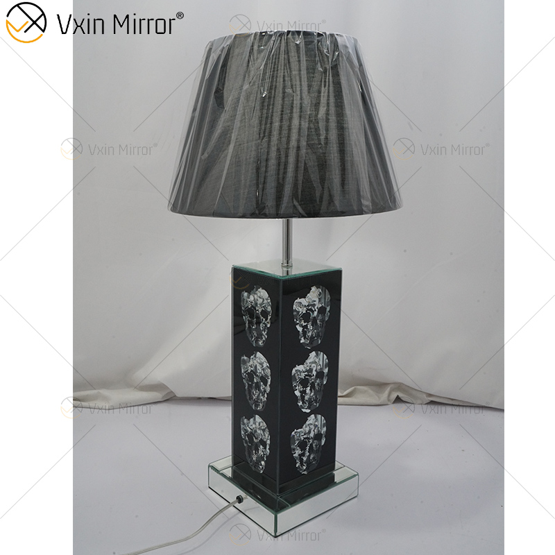 Vxin Supply Gothic Style WXTL-79 Silver Black Skull Table Mirror Lamp with Lampshade For Hotel