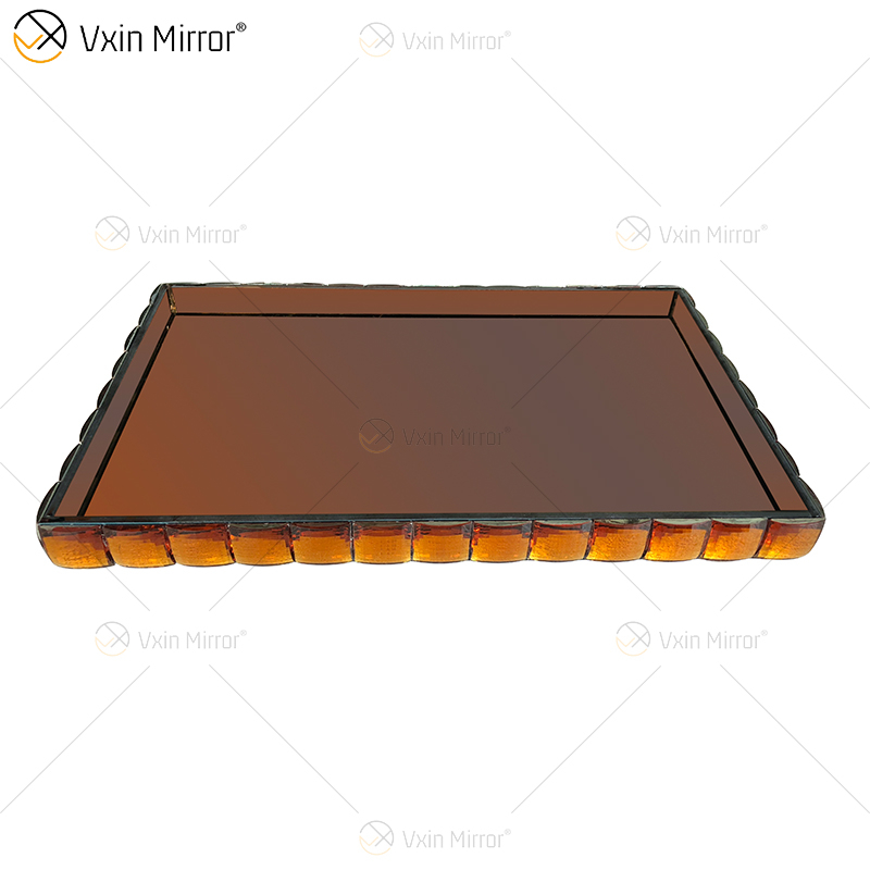 Vxin Mirror WXT-004 Modern Decoration Silver Brown Mirrored Rectangle Jewelry Tray