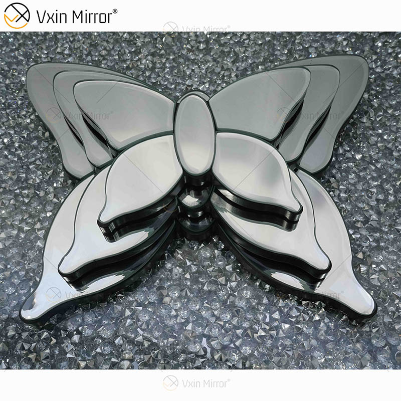 Modern Two Colors Silver Brown Mirrored Butterfly 3d Mirror Wall Art Home Decor Wall Frame in Living Room Furniture WXM-1097