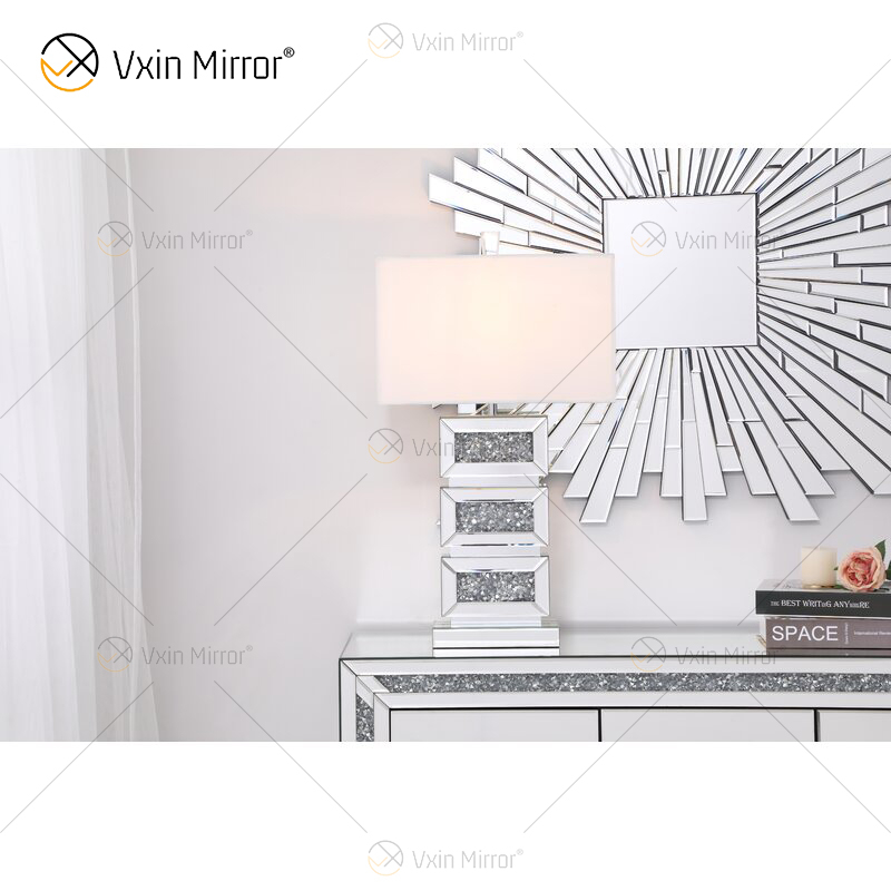 Factory Supply WXTL-141 Modern Silver Crystal Acrylic LED Table Mirror Lamp for Warm Light