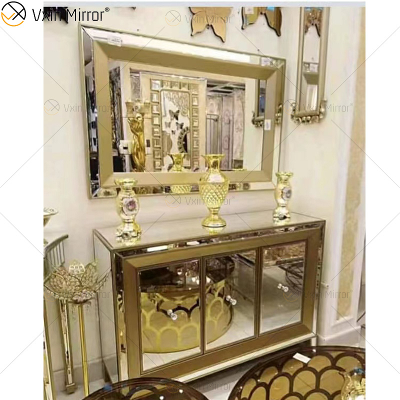Champage Gold Design Sideboard WXF-268 Luxury Mirored Cupboard Cabinet With Muti Drawers