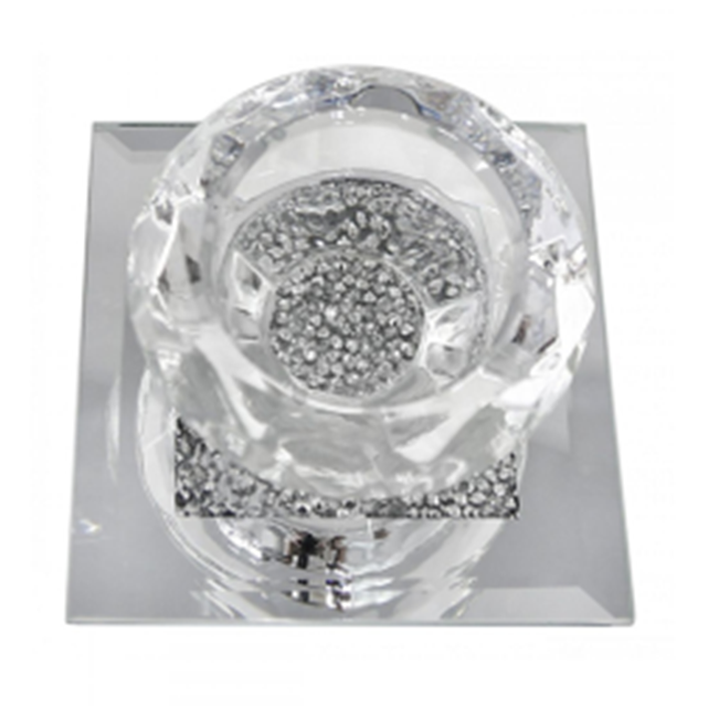 Customizable Name Modern Elegant WXCH-002 Silver Glass Crushed Diamond Candle Holder