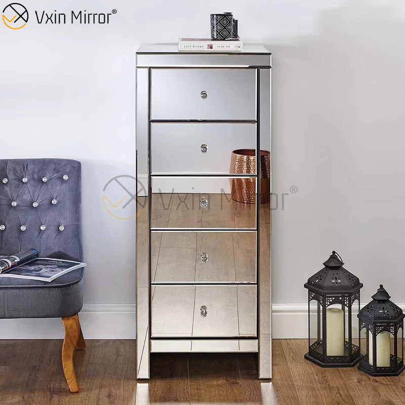Reliable Quality Tall Mirrored Bedside Table of Drawers Sofas Night Table for Living Room WXF-009
