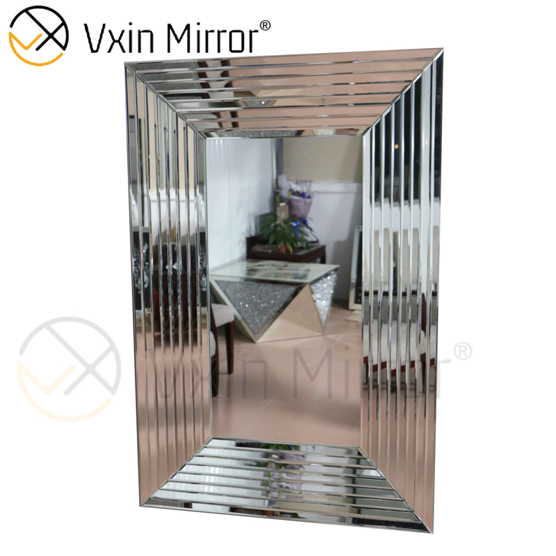 Design Wall Decoration WXM-1529 Mirrored Wall Art Silver Rectangle Wall Hanging Mirror