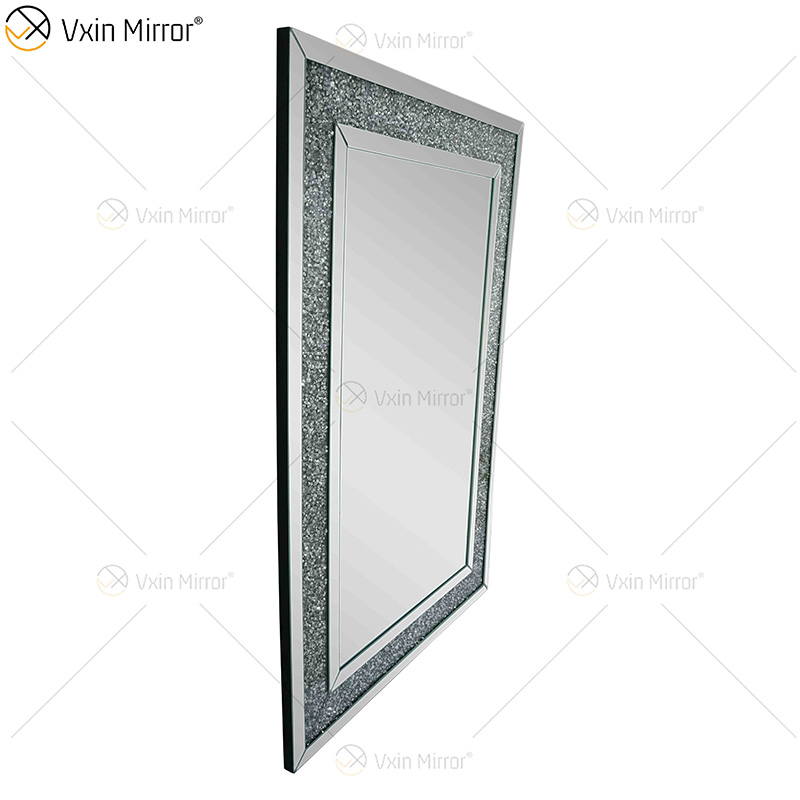 Wholesale WXM-1759 Gold Factory Supply Design Decorate 3 Colors Crushed Diamond Furniture Mirrors Decor Living Room Wall Mirror