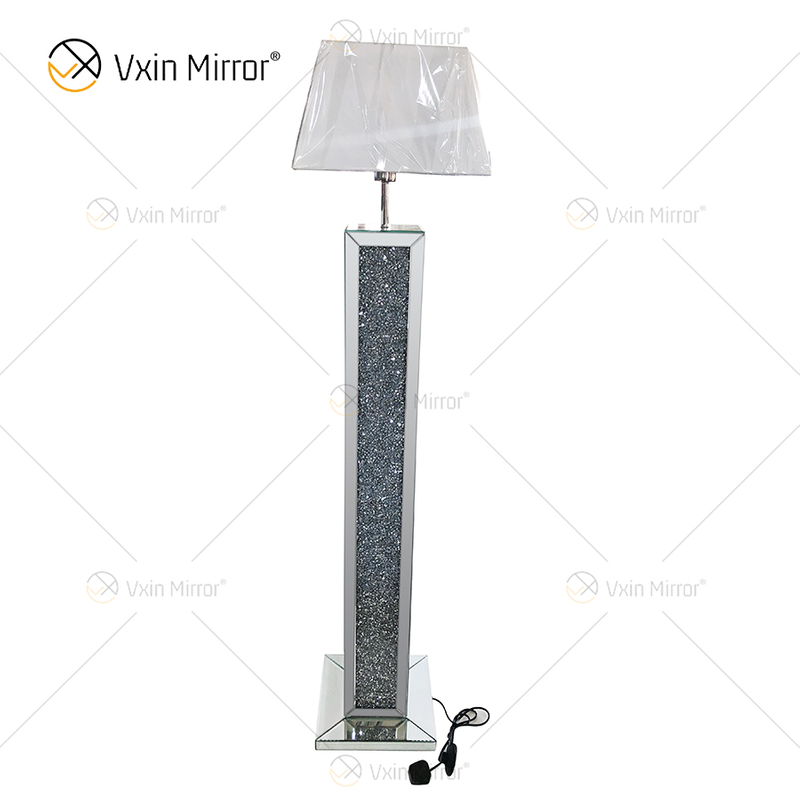 WXFL-032 Living Room Silver Crystal Floor Standing Lamp with Lampshade for Hotel Mirror Lamp