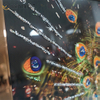 Luxury Crystal Porcelain Painting Peacock Covered Frame Decorative Mirror Wall Art