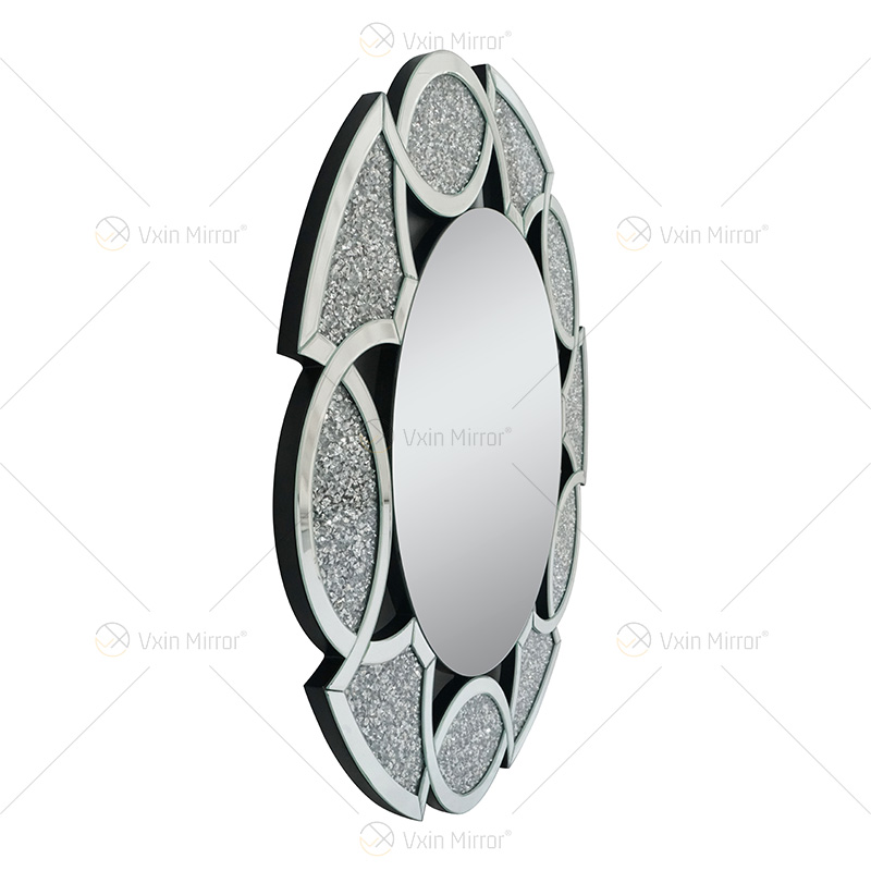 Gold Factory Supply Home Decor Round 3 Colors Diamond Crush Mirror Wall Sticker