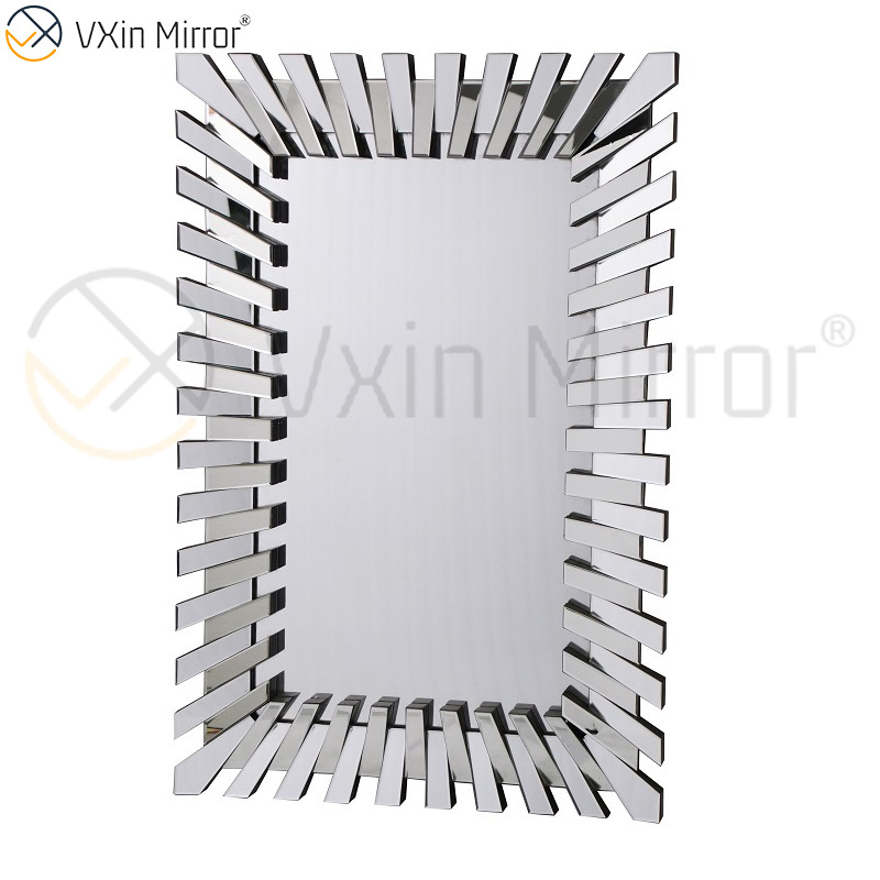 Starburst Large Full Length Silver Stylish 3D Rectangular Modern Living Room Bedroom Wall Mirror WXM-1041