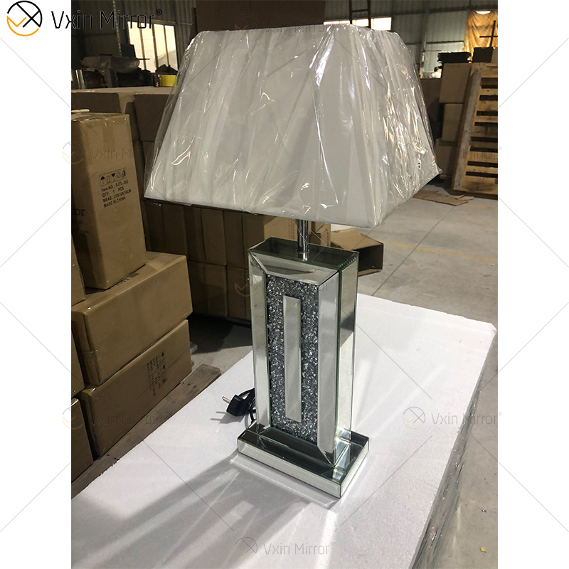 Top Quality WXTL-146 Modern Crushed Crystal Bedside Mirror Lamp with Shade for Sectional Sofa