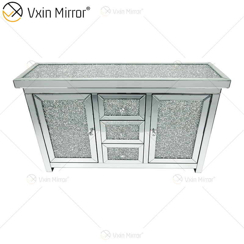 7 Drawers WXF-146 Silver Mirrored Furniture Living Room Cabinet Mirror Tv Stands 