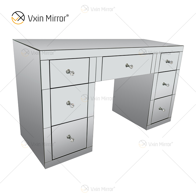 Factory Supply WXF-125 Modern Silver Mirrored Corner Dressing Table Chest Of Drawers