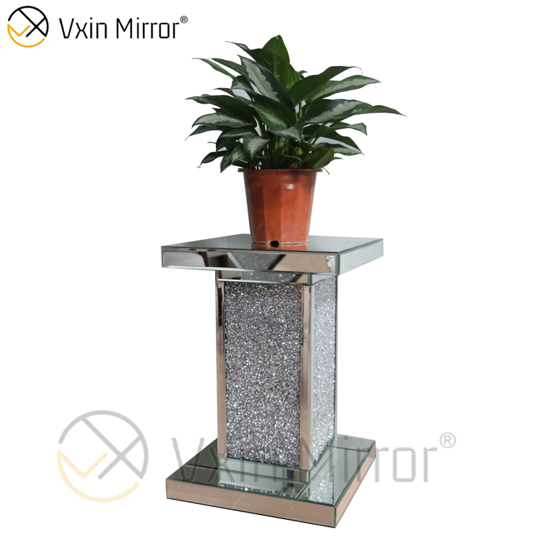 Living Room Decor Vxin WXWF-723 Modern Side Table Silver Crushed Diamond End Table