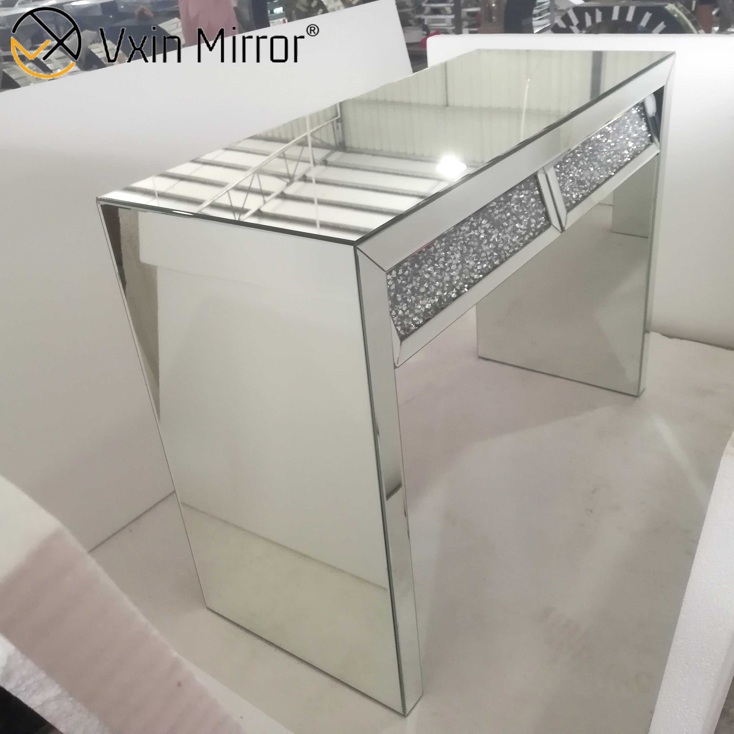 Mirrored Console Table VXin WXWF-710 Two Drawer Crushed Diamond Beval Silver Side Table