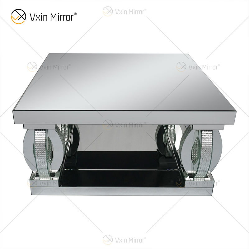 mirrored rectangular coffee table