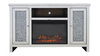 Ornate Berlin Furniture Crushed Diamond Silver Mirrored Fireplace TV Stands Cabinet With Core
