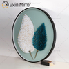 Modern Minimalism White Blue Feather Painting Luxury Round Crystal Wall-mounted Art Painting
