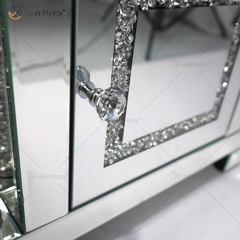 black and mirrored nightstand