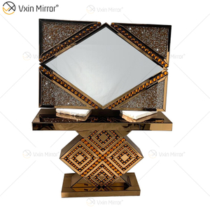 Factory Supply Modern WXF-105 Crystal Diamond Glass Console Table Gold Set Hallway Furniture