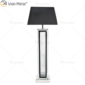 Black Frame WXFL-056 Living Room Elegant Silver Modern Crystal 3D Mirrored Floor Standing Lamp Mirror Lamp