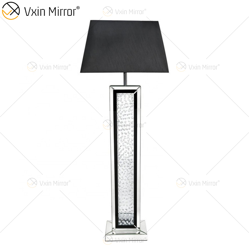 Black Frame WXFL-056 Living Room Elegant Silver Modern Crystal 3D Mirrored Floor Standing Lamp Mirror Lamp