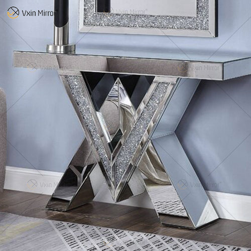 2022 New Products Designer Console Table Crushed Diamond Crystal Mirrored Console Tables