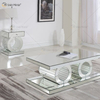 Vxin 3D Sparkling Simple Modern Glass Coffee Table Geometry Mirrored Coffee Table Silver Covered for Living Room