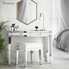 China Supply Modern Crushed Diamond Silver Dressing Table with Stool 2 Drawers with Full-length Mirror
