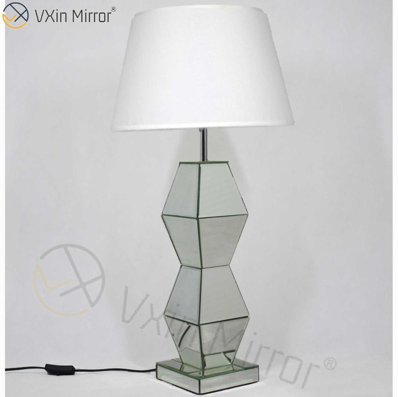 New Design WXTL-005 Modern Bedroom Furniture Silver Table Mirror Lamp With Lampshade Mirror Lamp