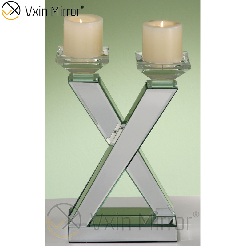 Hot Sell Vxin Mirror WXCH-63 Crystal X Shape Mirrored Candle Holder