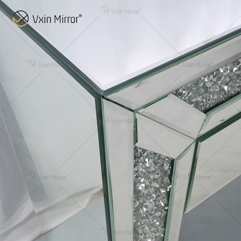 Home Decor WXF-720 Crushed Diamond Dressing Mirrored Corner Chest With 2 Drawers