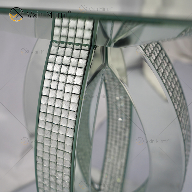 Avonlea Square Lower Shelf Clear Mirror End Table Mirrored Bedside Table Modern Living Room Sofas Furniture WXWF-293