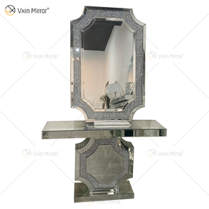 The Newest Vxin Mirror Silver Furniture Crush Diamond Console Table Mirrored with Length Mirror