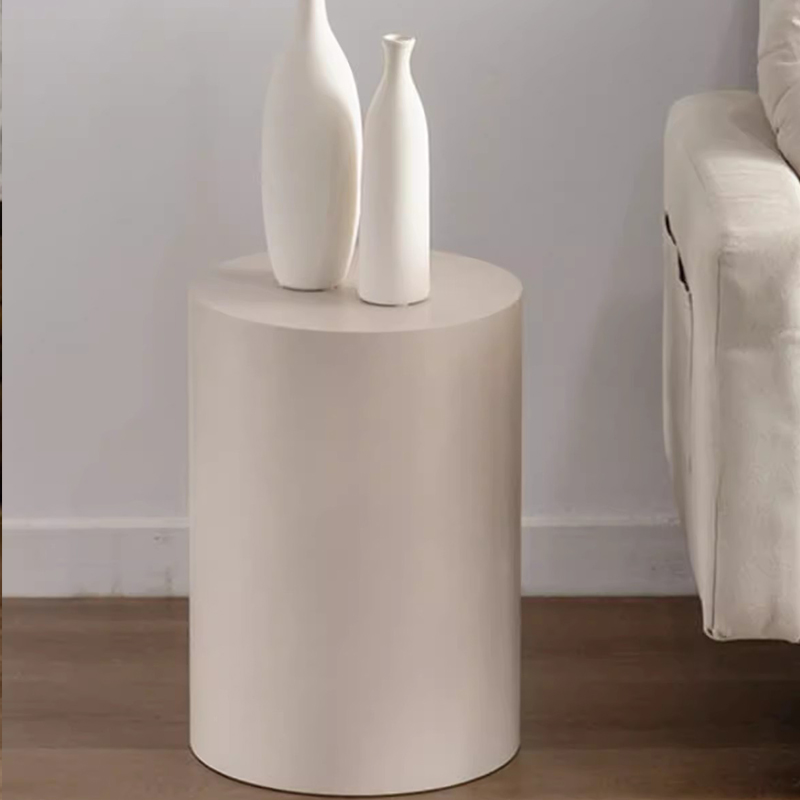 White Wooden Cylinder Coffee Table Set 