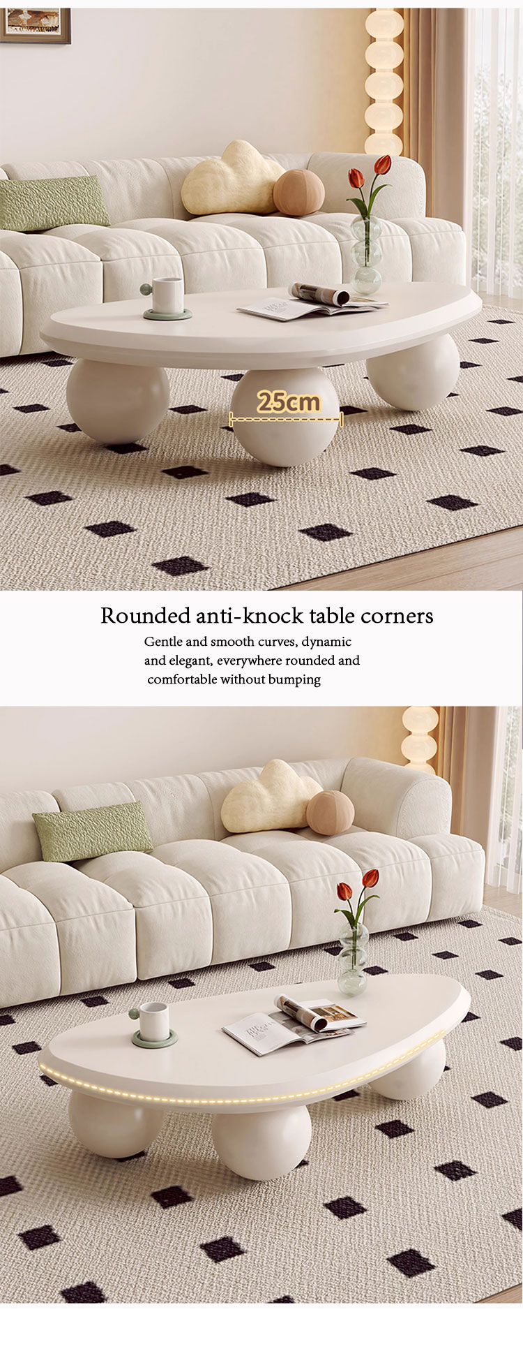 Modern minimalist cream coffee table