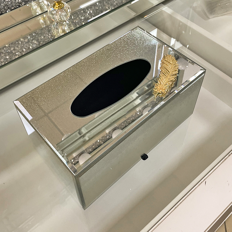 Glitter Mirror Glass Tissue Box