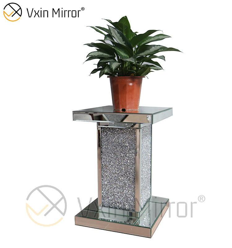 small mirrored table