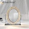Oval Decorative Diamond Crystal Dimmable Touch Hollywood Table Top Vanity Mirror WXDL-175