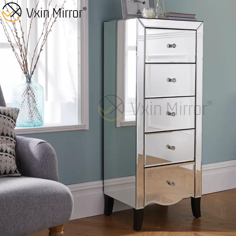 mirrored black nightstand