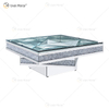 Vxin WXF-158 3D Sparkling Crushed Diamond Square Mirrored Coffee Table Silver Tempered Glass Table