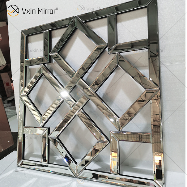 Square Mirrored Wall Decorative Mirror with Beveled Edge Modern Fashionable Wall-Mounted Mirrors WXM-1581