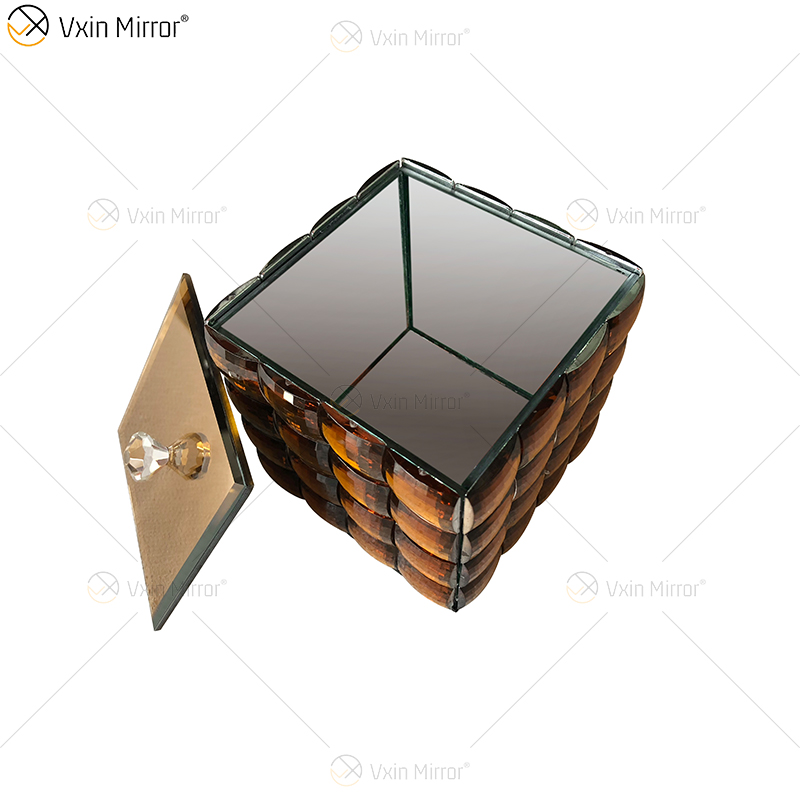 WXJB-31 VXin Home Decor Crystal Silver Glass Modern Mirrored Jewelry Box