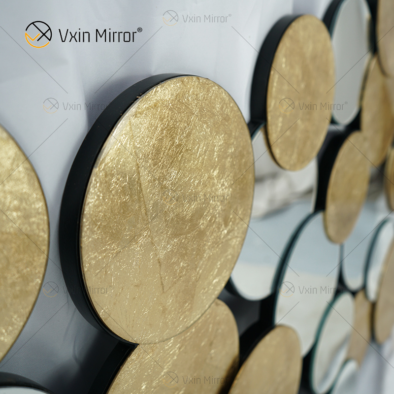 Hot Sale 2000 Pcs WXM-2498 Golden Leaf 3D Luxury Wall Mirror