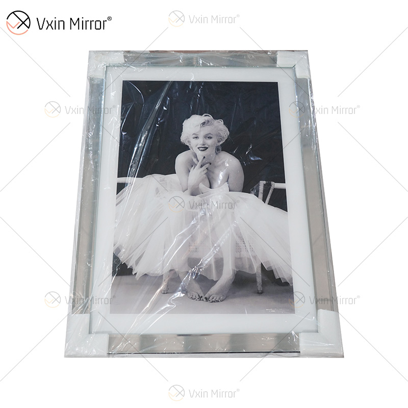 VXin WXPP-19 Home Decor Glass Frame Mirrored Goddess Portrait Wall Art Crystal Porcelain Painting Mirror Wall Art