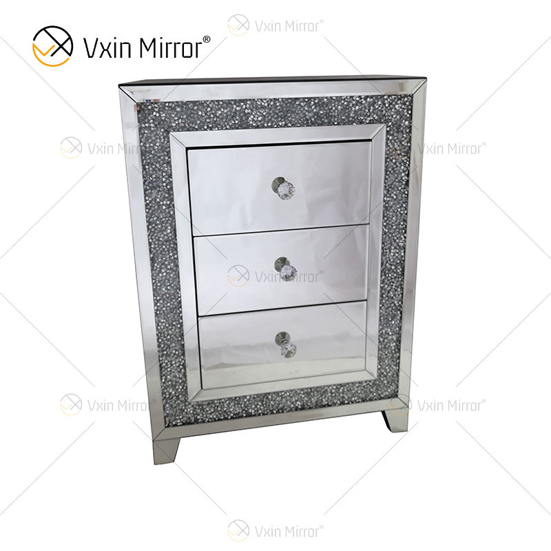 mirror glass nightstand