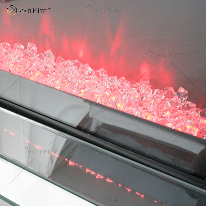 Hot Sell WXWF-1097 Sparkle Electric LED Crushed Crystal with Crystal Insert Mirror Fireplace