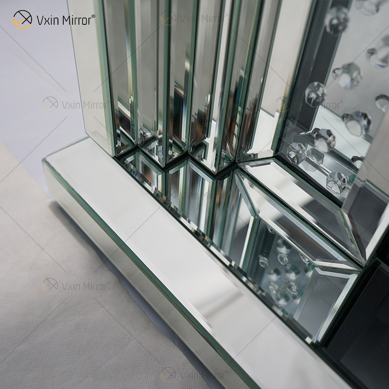 Hot Sell WXWF-1097 Sparkle Electric LED Crushed Crystal with Crystal Insert Mirror Fireplace