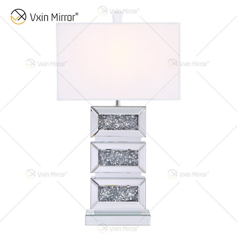 Factory Supply WXTL-141 Modern Silver Crystal Acrylic LED Table Mirror Lamp for Warm Light